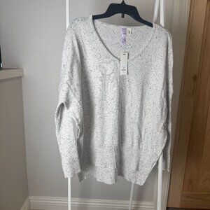 Lightest Grey with Black Specks V-neck Sweater